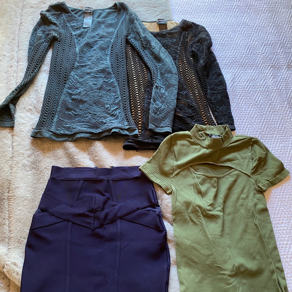 Bebe shirts and skirt